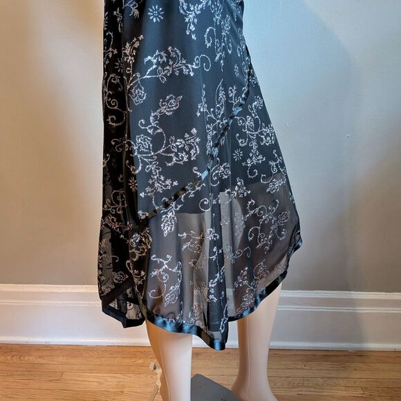 Vintage Y2K Taboo Black Halter Dress Floral Glitter Dark Fairycore Prom Size XL - Picture 7 of 13